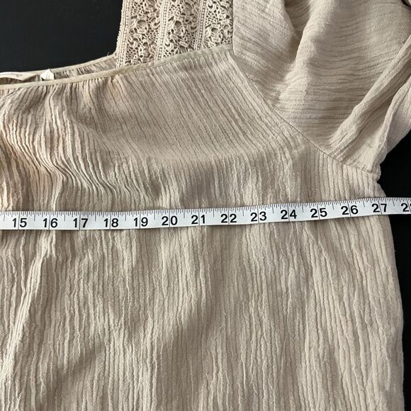 Soft Surroundings Embroidered Lace Asilah Top Boho Crochet Beige Tan 2X 178 - Picture 7 of 8